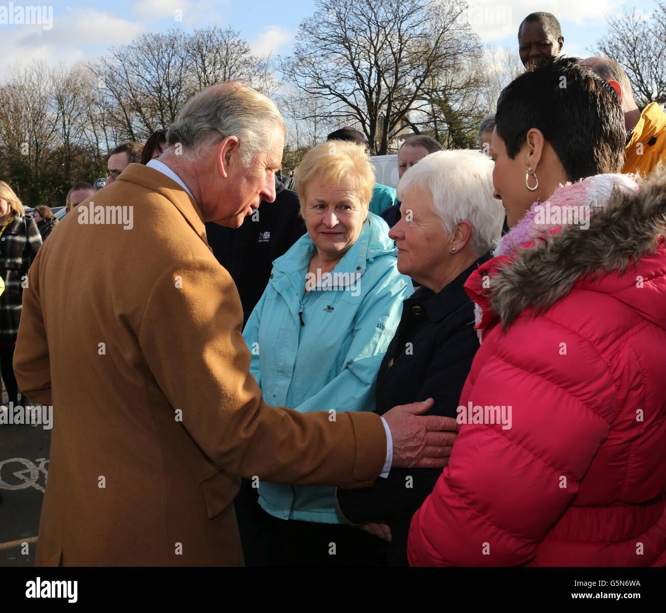 Visit emergency services flood victims in st asaph hi-res stock ...