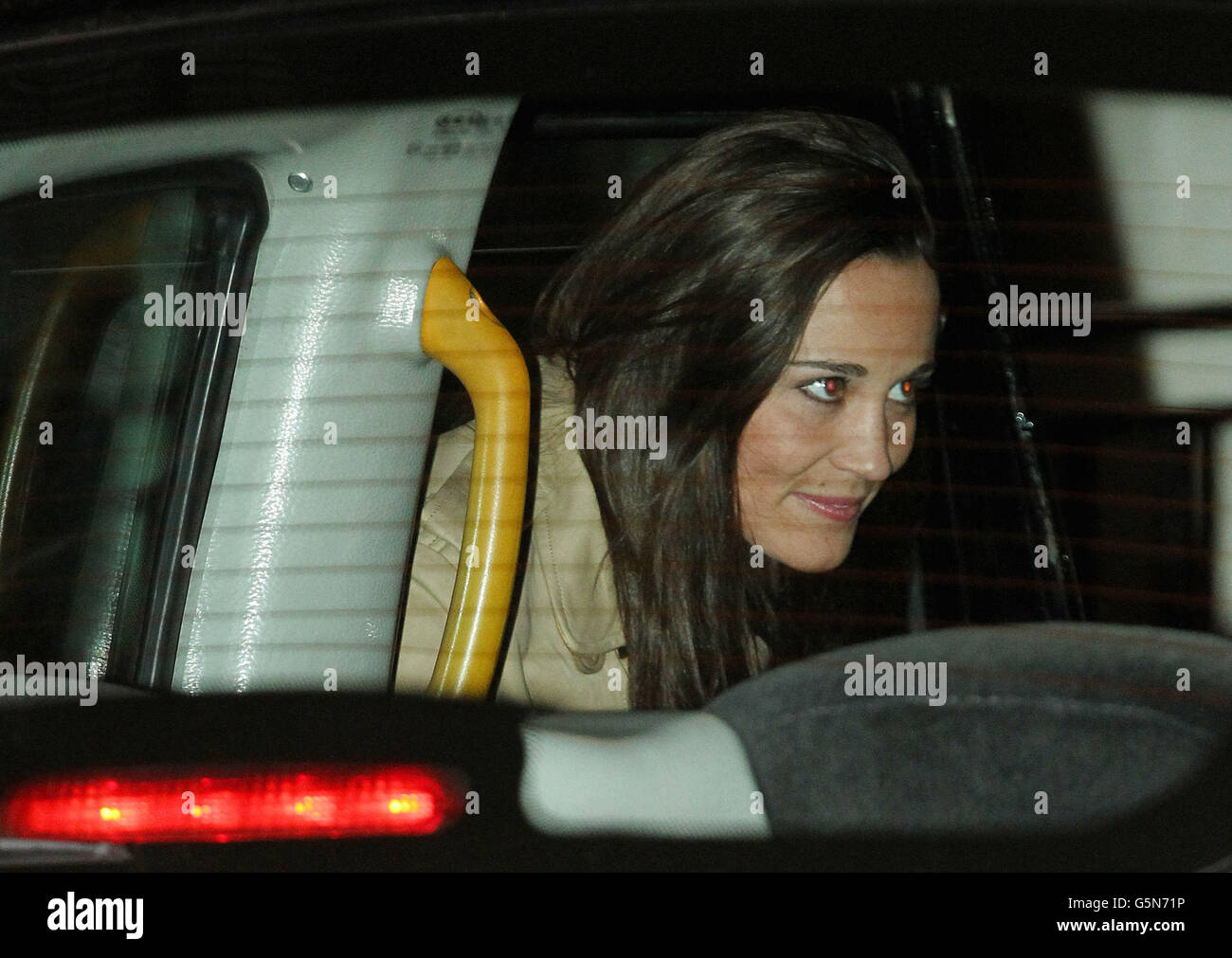 Pippa Middleton leaves the King Edward VII hospital in London after visiting her sister, the Duchess of Cambridge, who was admitted to the hospital on Monday with severe morning sickness. Stock Photo