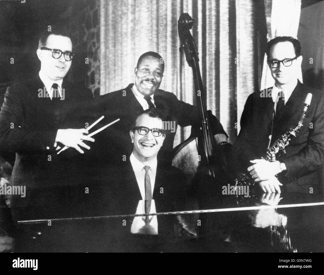 The Dave Brubeck Quartet - Joe Morello (drums), Eugene Wright (double bass), Dave Brubeck (piano) and Paul Desmond (alto sax) Stock Photo