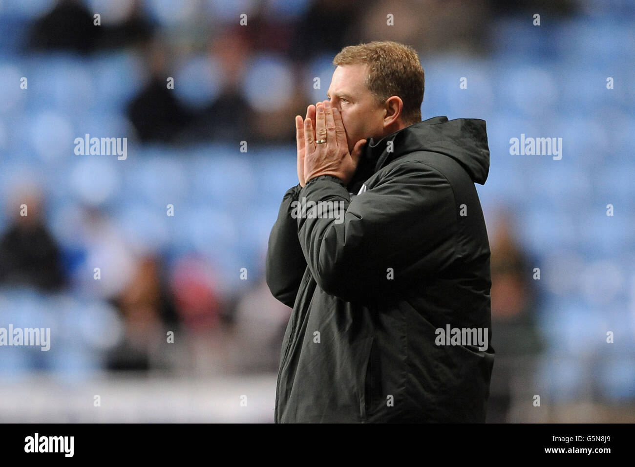 Coventry City manager Mark Robins during the npower Football League One match at the Ricoh Arena, Coventry. Stock Photo