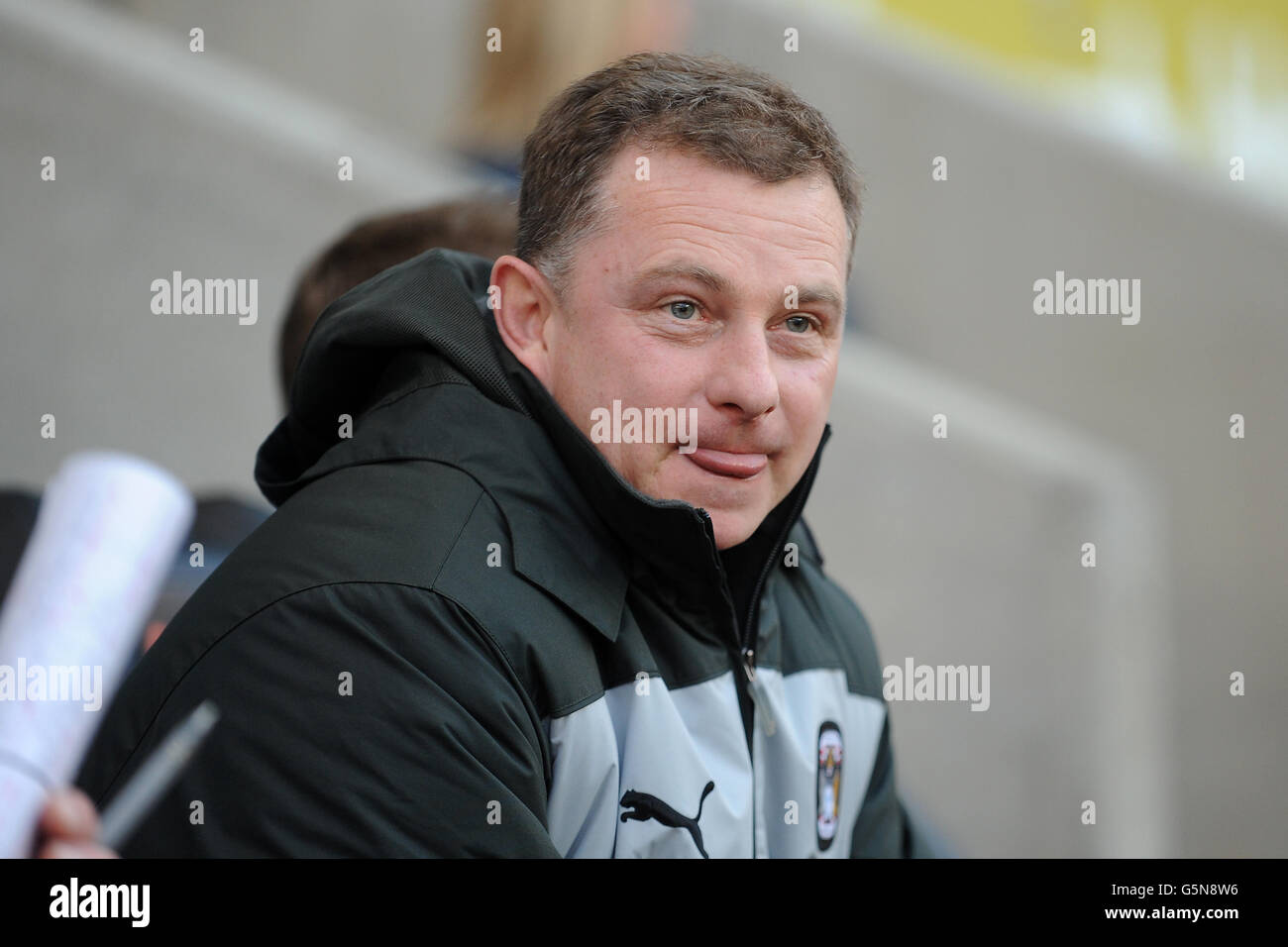 Coventry City manager Mark Robins during the npower Football League One match at the Ricoh Arena, Coventry. Stock Photo