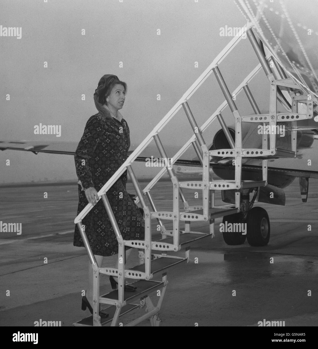 Royalty - Pregnant Princess Anne - Heathrow Airport - London Stock Photo