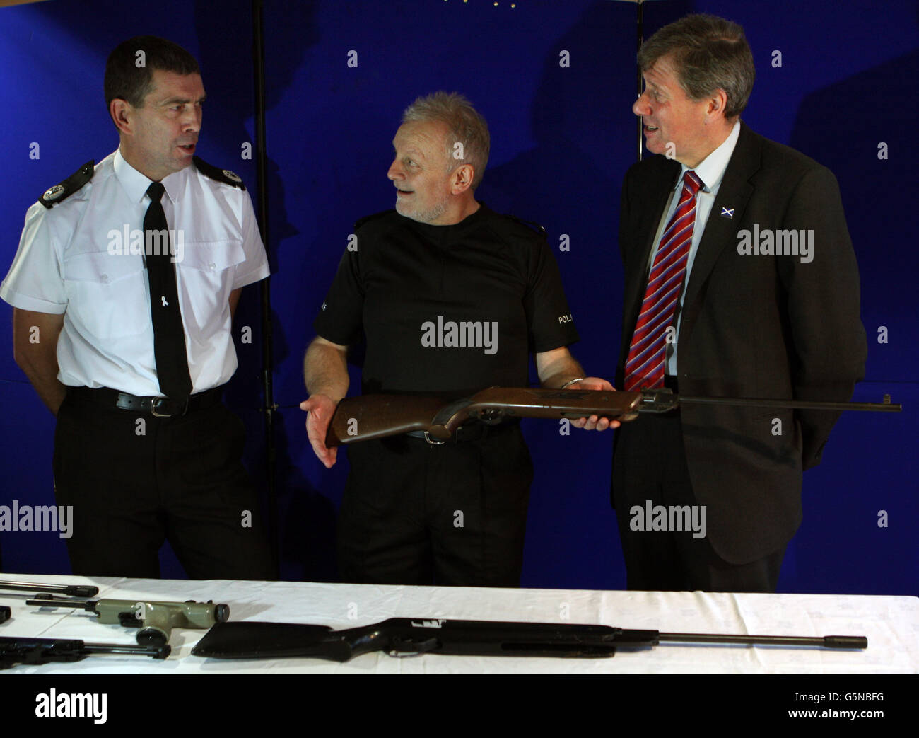 (left to right) Assistant Chief Constable Graham Sinclair, firearms officer Steve White and