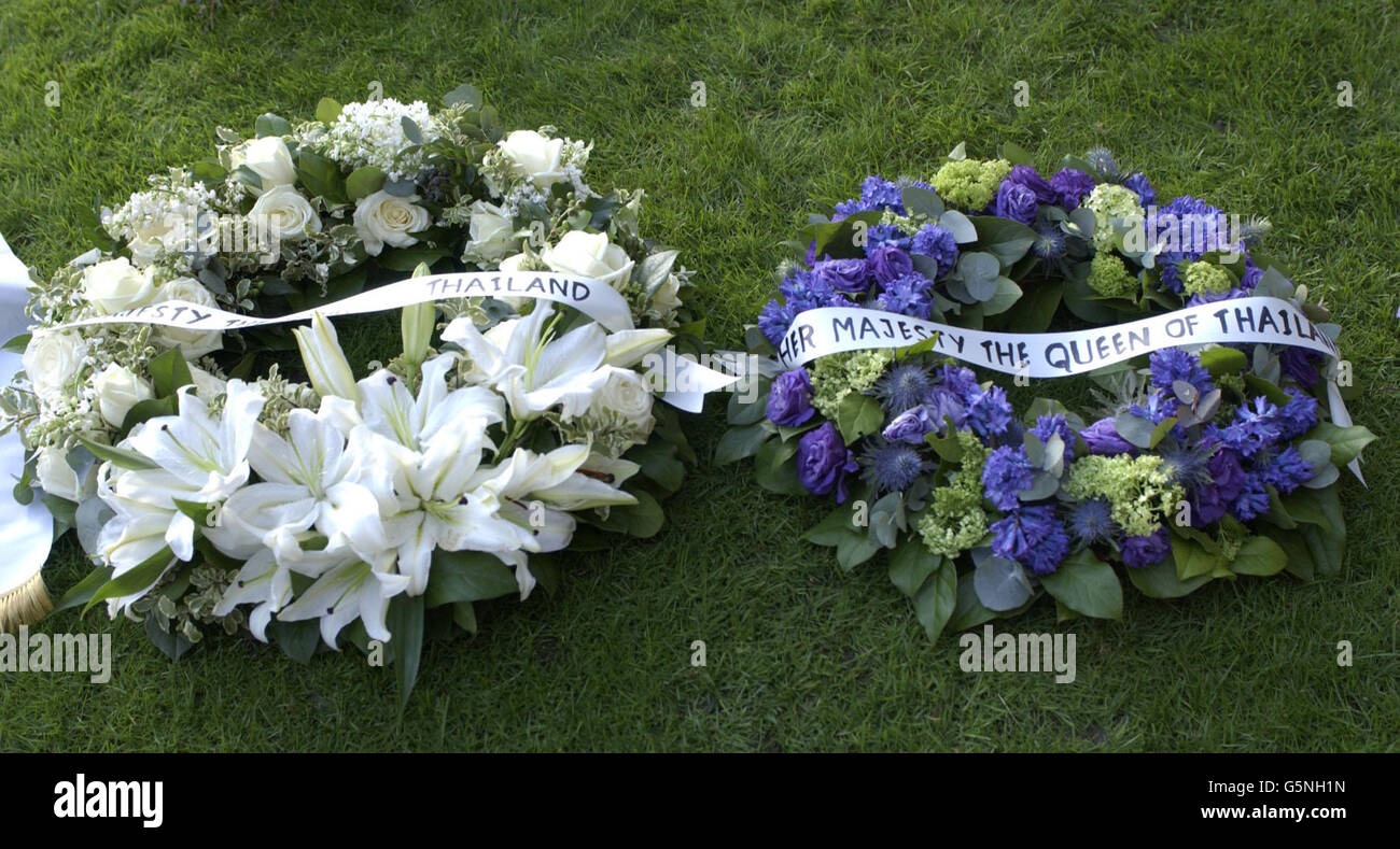 Floral tributes at Windsor Castle for the funeral of Princess Margaret. Princess Margaret, the younger sister of Britain's Queen Elizabeth II, died Saturday aged 71. See PA story ROYAL Funeral. PA Photo: Fiona Hanson/ Solo Rota Stock Photo