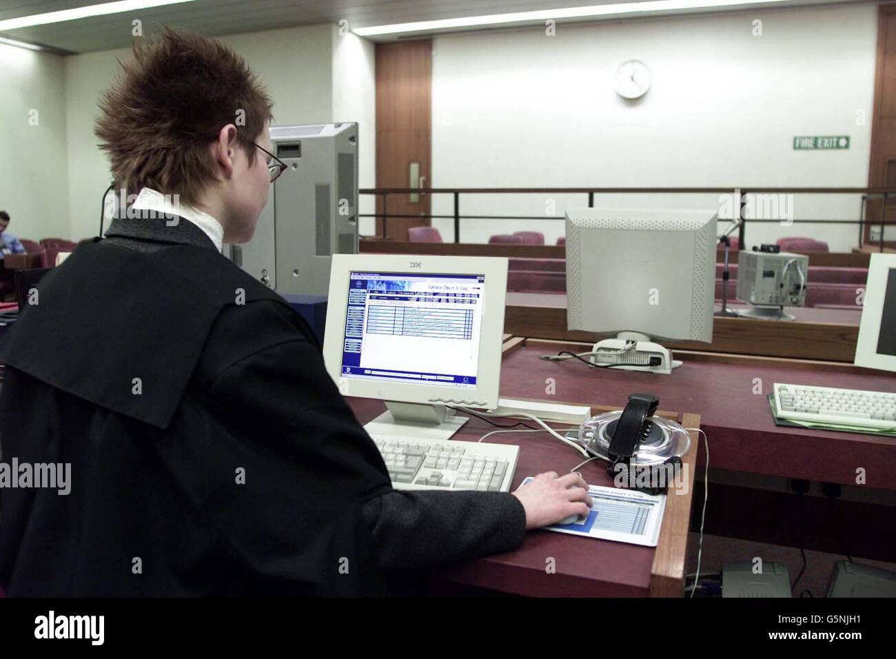 The Clarke of the Court using the new text messaging system which was