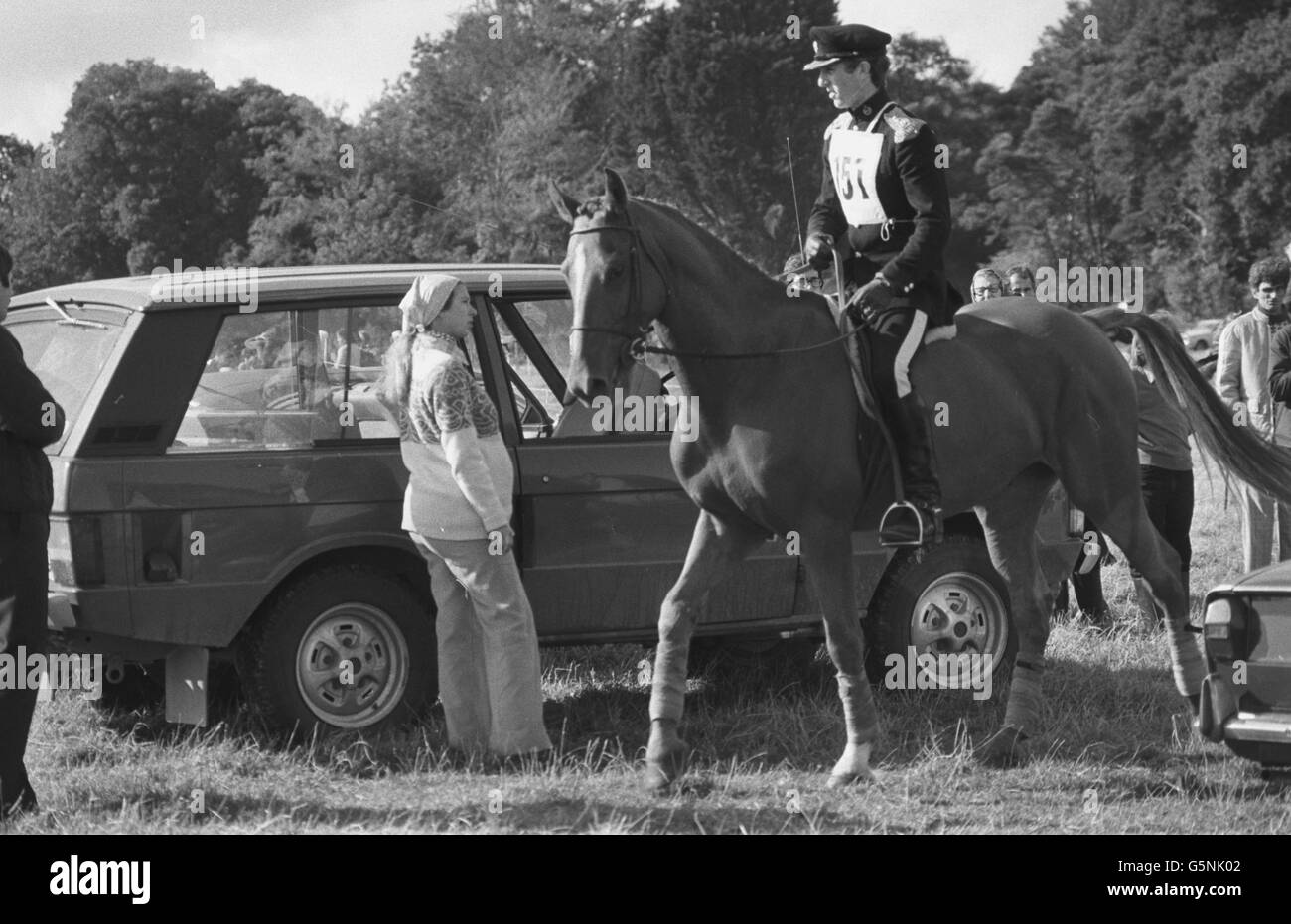 A pregnant Princess Anne at Knowlton Court, Kent, where she was watching husband Mark Phillips compete in the Knowlton Horse Trials. *Low res scan - hi res version available on request* Stock Photo