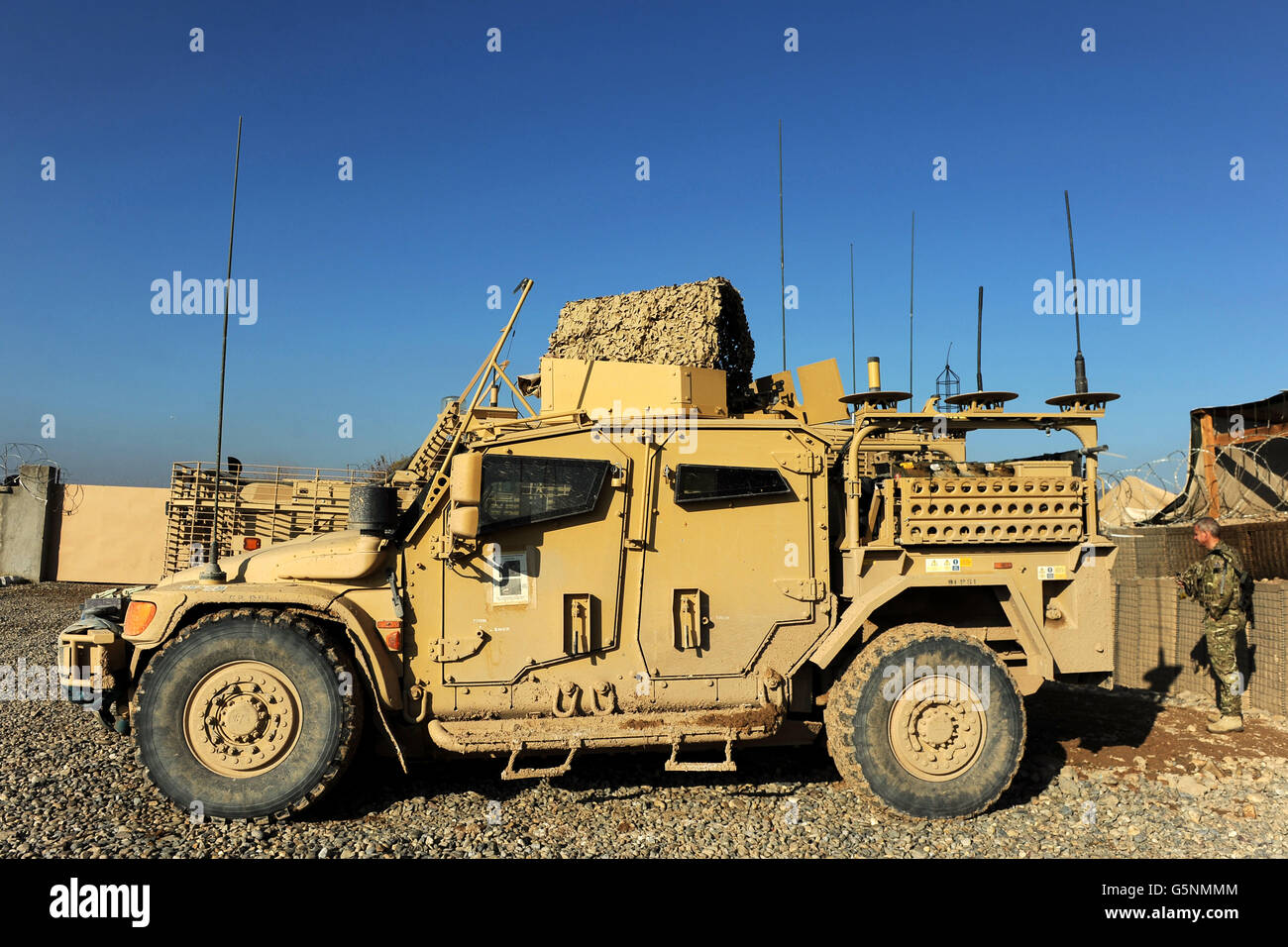 Foxhound patrol vehicle at FOB Shawqat, Helmand Province, Afghanistan Stock Photo