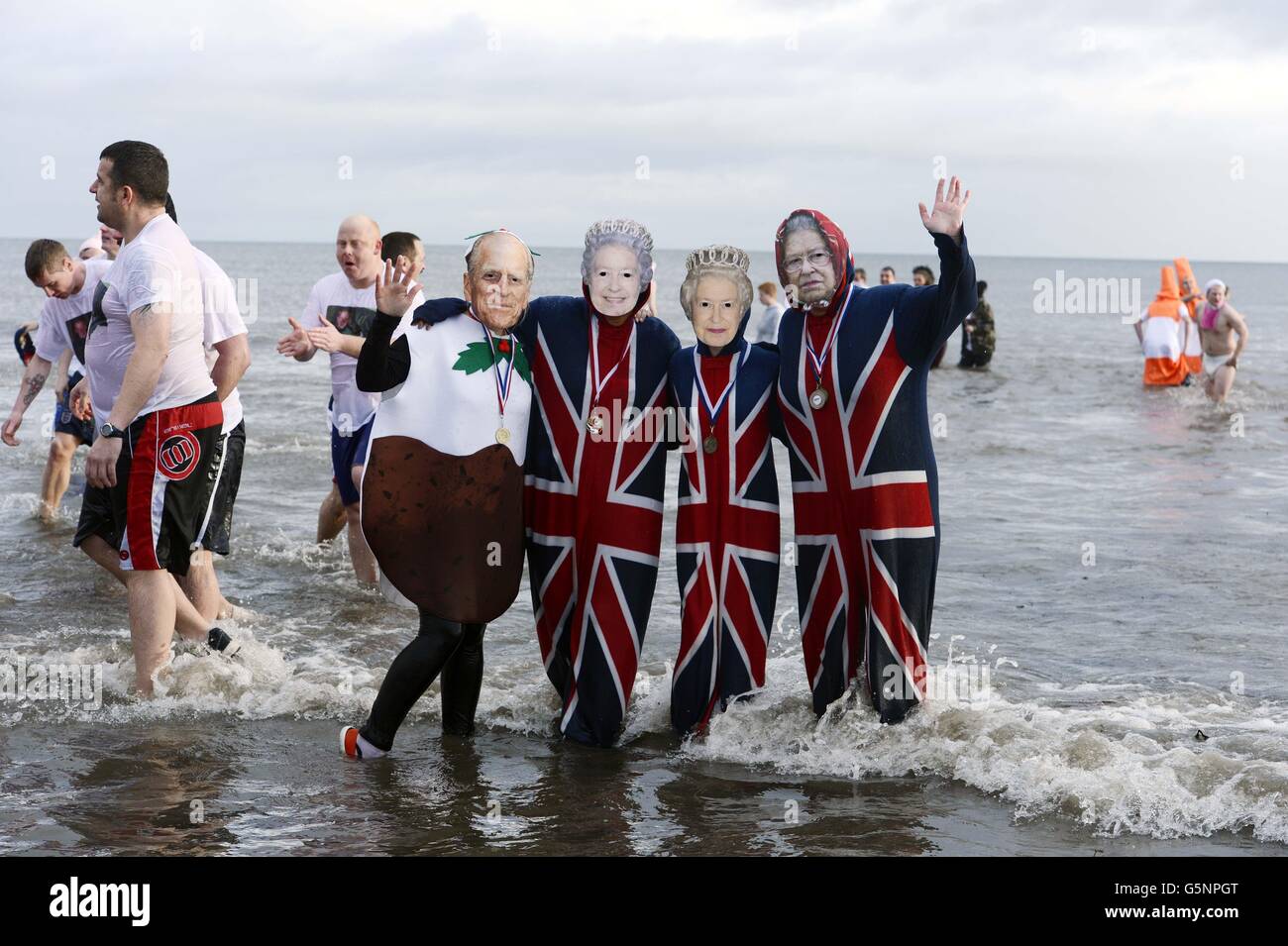 Participants at the Seaburn Boxing Day Dip, Sunderland. Stock Photo