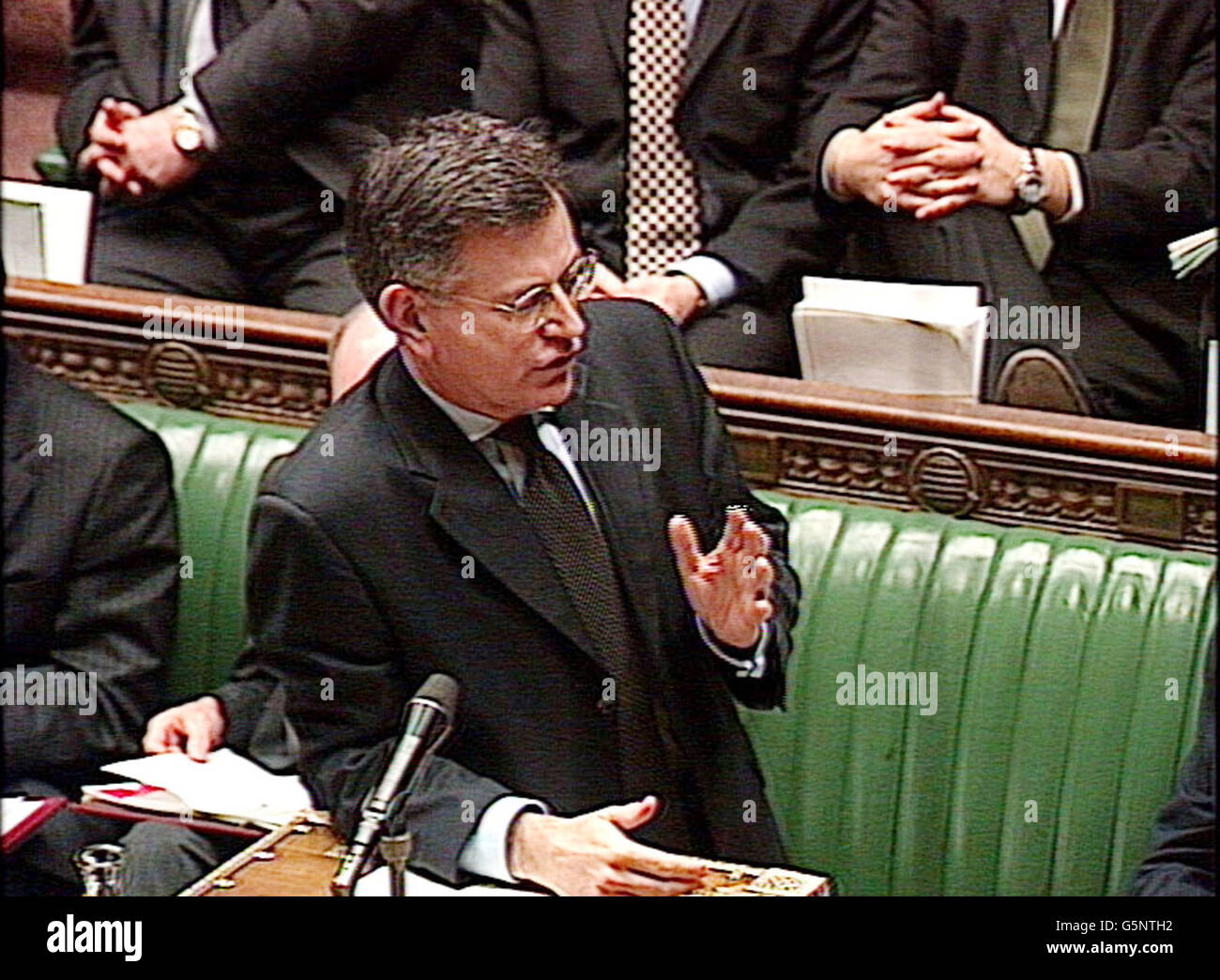 Video grab of Transport Secretary, Stephen Byers, answering transport questions at the House of Commons, London. Stock Photo