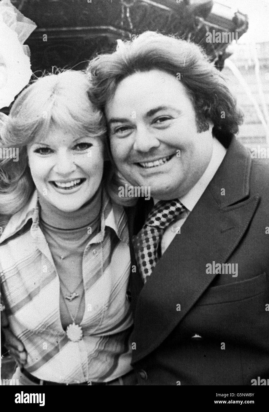Comedian Eddie Large, of the Little and Large duo, with singer Patsy Ann Scott in Liverpool in October 1977. Eddie, 38, is quoted in newspapers this morning as having said in Blackpool that he is 'good friends' with 27 year old Patsy Ann. * He is also reported to have said that he left his home two months ago. Stock Photo