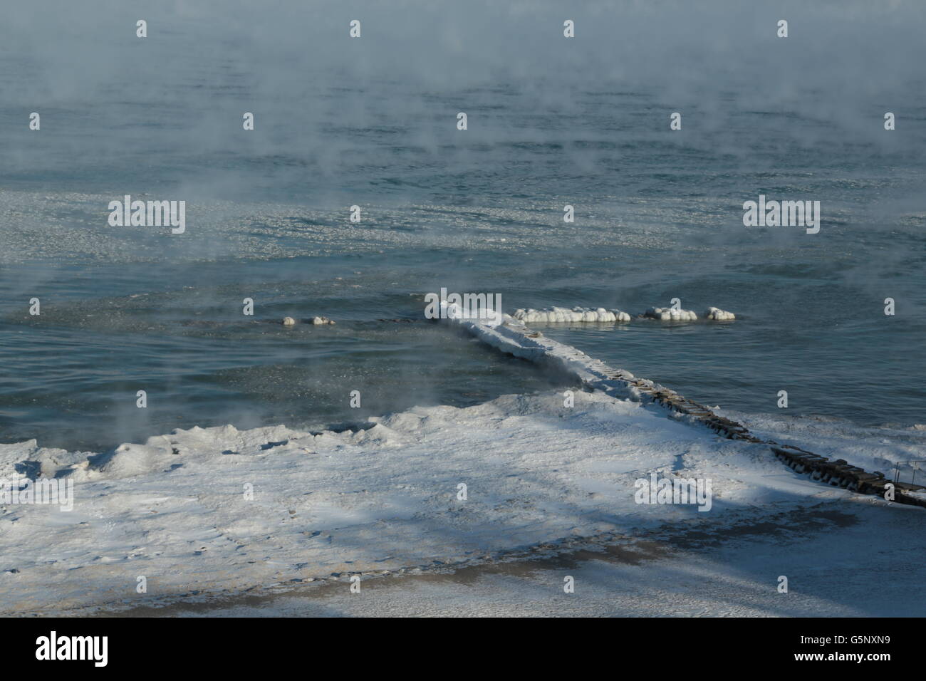 Icy lakefront Stock Photo
