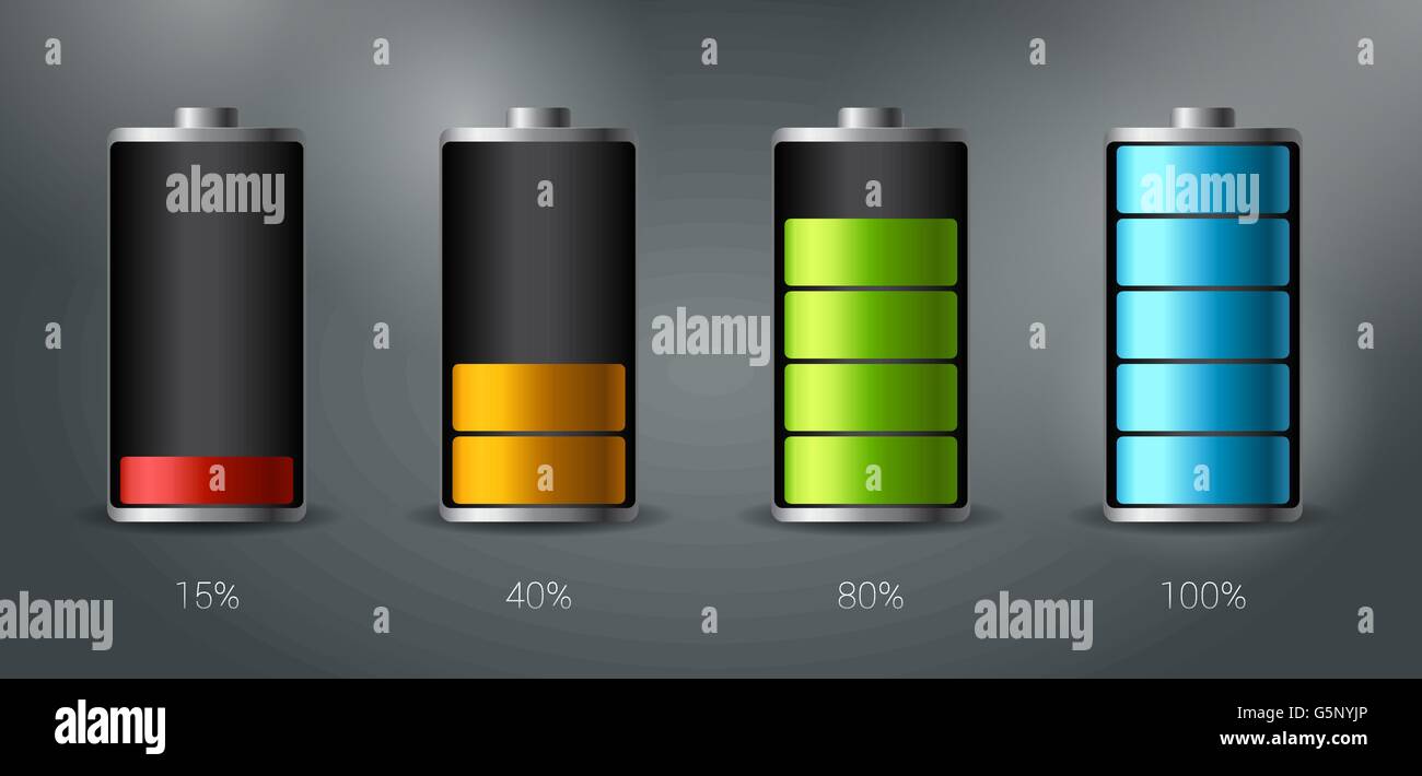 Discharged and fully charged battery smartphone - vector infographic Stock Vector