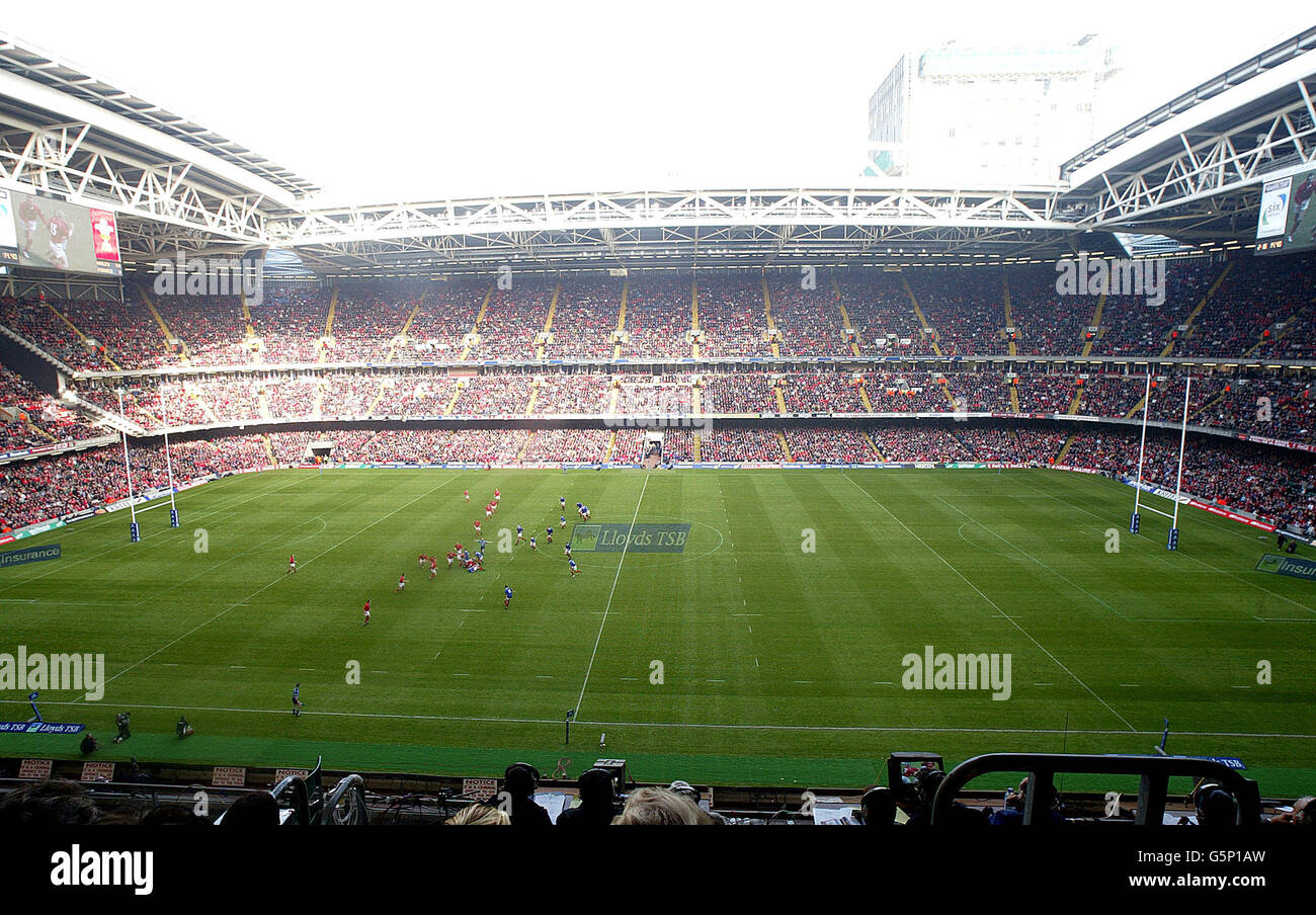 Rugby Union Wales V France Pitch Branding Stock Photo Alamy