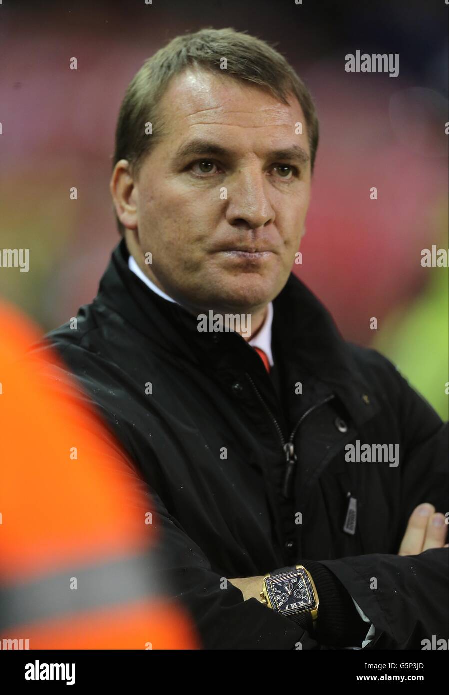 Soccer - Barclays Premier League - Liverpool v Fulham - Anfield. Liverpool manager Brendan Rodgers on the touchline Stock Photo