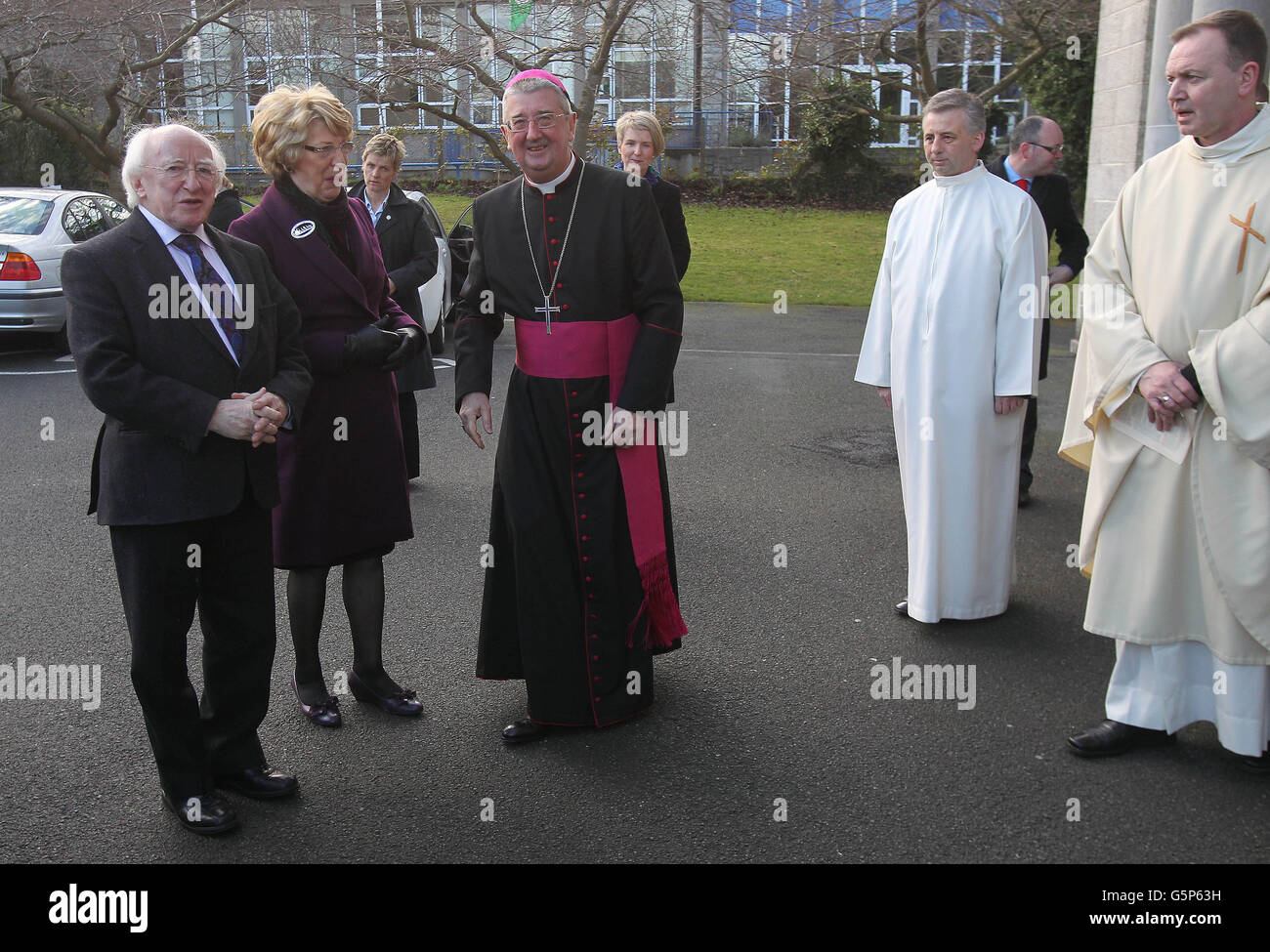 of Dublin Diarmuid Martin (3rd left) greets President