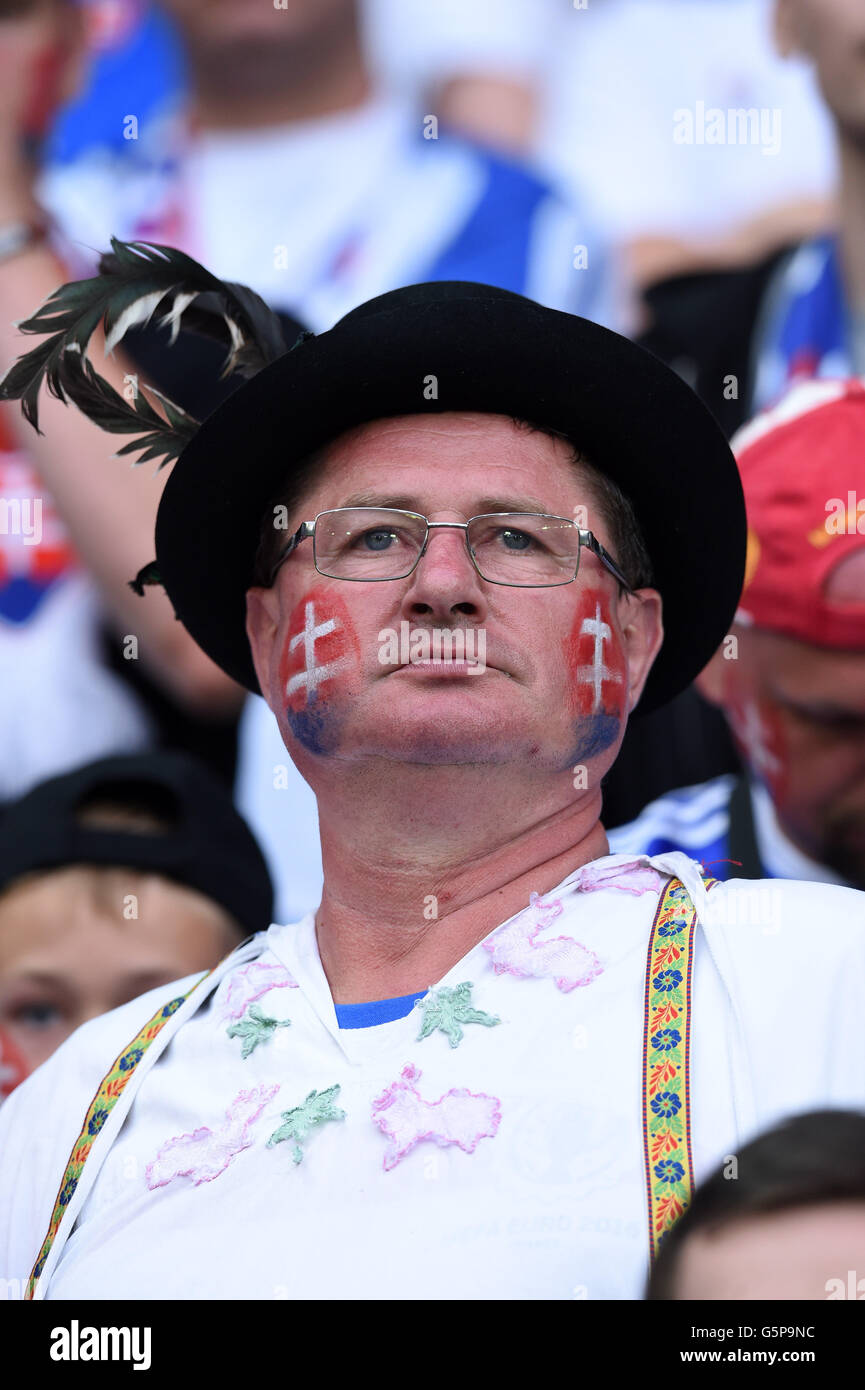 Supporters (Slovakia) ;  June 20, 2016 - Football : Uefa Euro France 2016, Group B, Slovakia 0-0 England at Stade Geoffroy Guichard, Saint-Etienne, France. (Photo by aicfoto/AFLO) Stock Photo