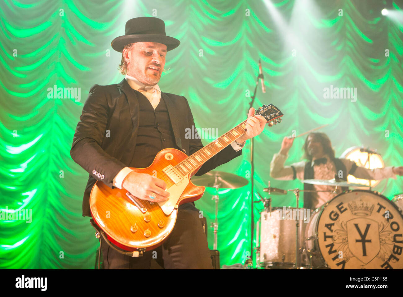 O2 Forum Kentish Town, Kentish Town, London, UK, 22nd June 2016, Vintage Trouble at the O2 Forum Kentish Town, Nalle Colt of Vintage Trouble, Vintage Trouble on their 1 Hopeful Road tour in Kentish Town, London. Credit:  Richard Soans/Alamy Live News Stock Photo