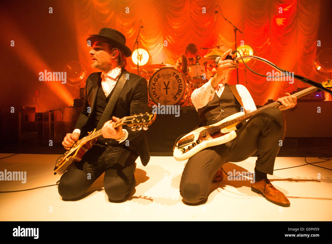 O2 Forum Kentish Town, Kentish Town, London, UK, 22nd June 2016, Vintage Trouble at the O2 Forum Kentish Town, Nalle Colt and Rick Barrio Dill of Vintage Trouble, Vintage Trouble on their 1 Hopeful Road tour in Kentish Town, London. Credit:  Richard Soans/Alamy Live News Stock Photo