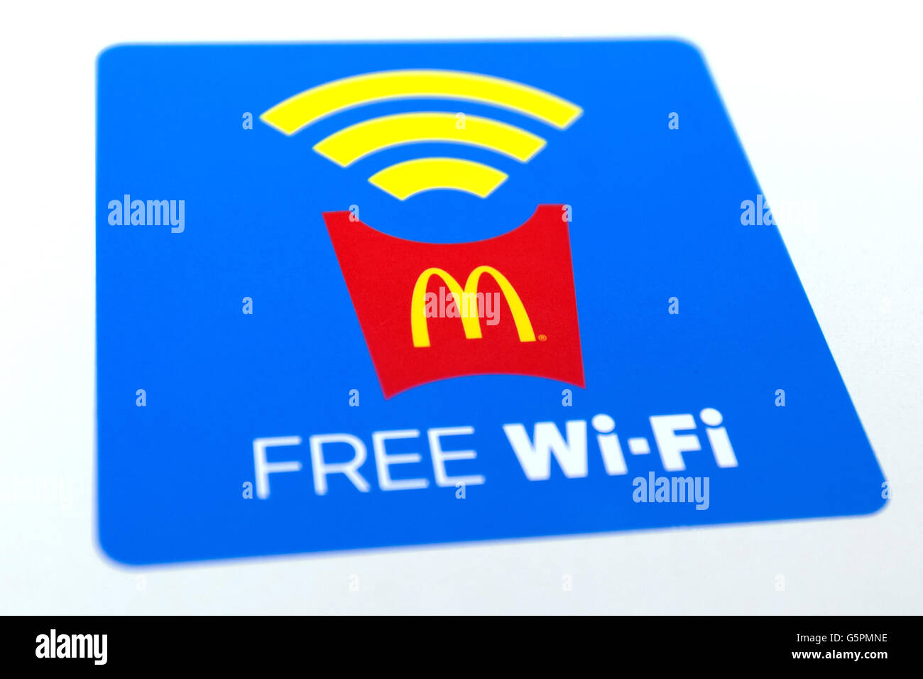 Free wi-fi access promoted inside McDonald's Azabujuban branch on June 23, 2016, Tokyo, Japan. McDonald's Japan launched the service on June 20th and announced that it will provide free wi-fi in some 1,500 branches across Japan by the end of July. © Rodrigo Reyes Marin/AFLO/Alamy Live News Stock Photo