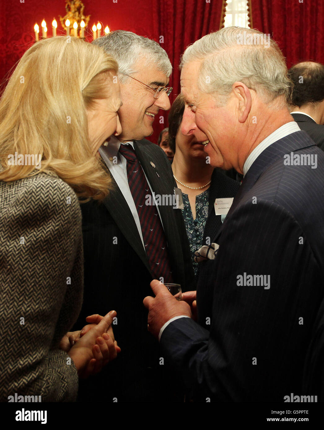 The Prince of Wales talks to Dame Theresa Sackler during a reception following presenting her with The Prince of Wales' Medals for Arts Philanthropy at St James's Palace State Apartments, London. Picture date: Tuesday December 18, 2012. See PA ROYAL Photo credit should read: Gareth Fuller/PA Wire Stock Photo