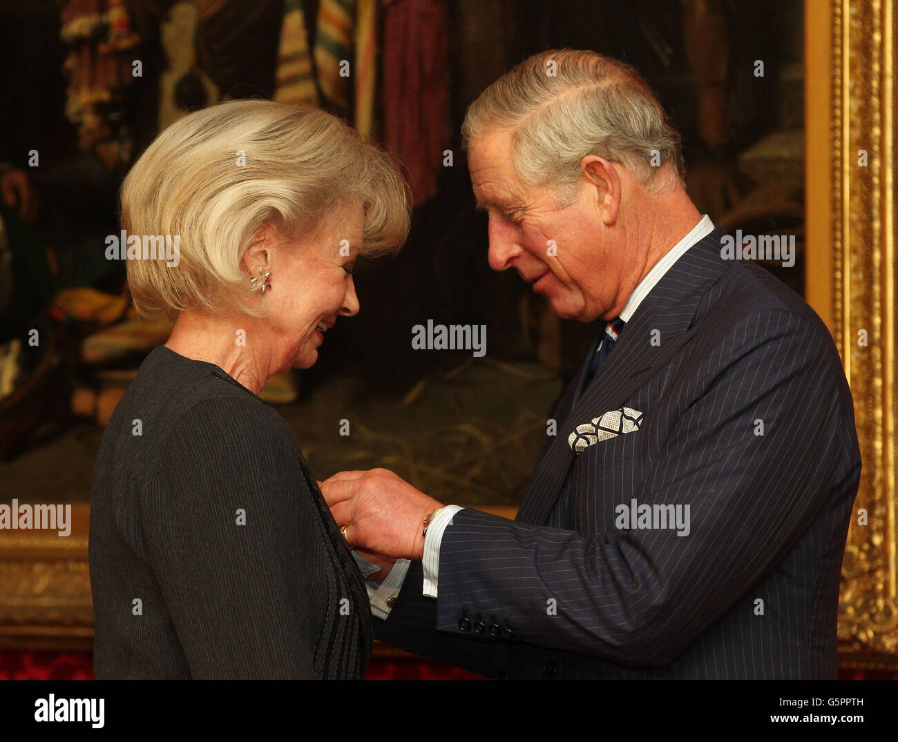 The Prince of Wales presents Lady Rayne with The Prince of Wales' Medals for Arts Philanthropy at St James's Palace State Apartments, London. Picture date: Tuesday December 18, 2012. See PA ROYAL Photo credit should read: Gareth Fuller/PA Wire Stock Photo