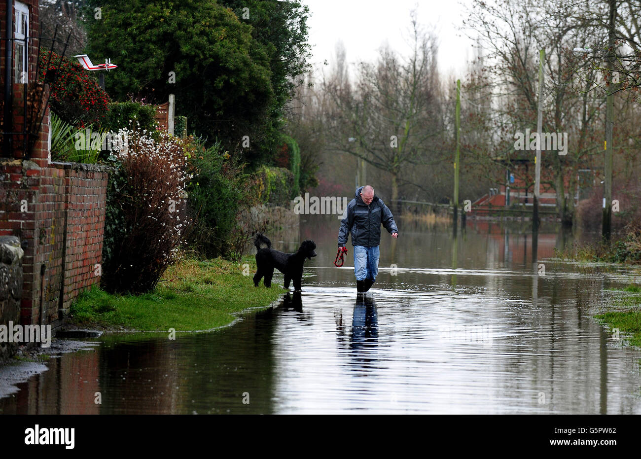 Wet weather in Barrow upon Trent, Derbyshire, as a wet and stormy weekend could mark the end of one of the wettest years in history in Britain, with no respite expected for the saturated south west. Stock Photo