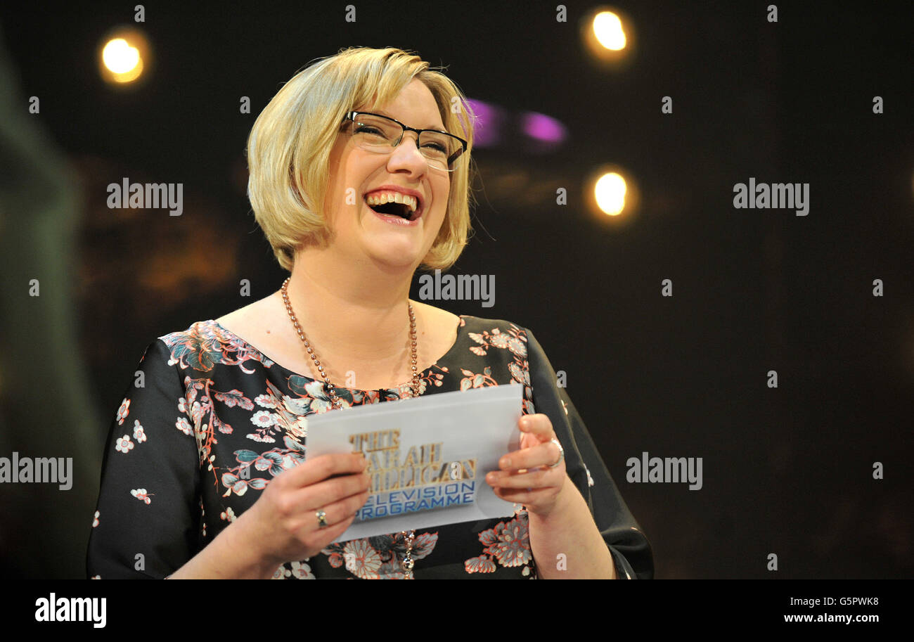 Sarah Millican during the filming of the Sarah Millican Show at Media City, Manchester. Stock Photo