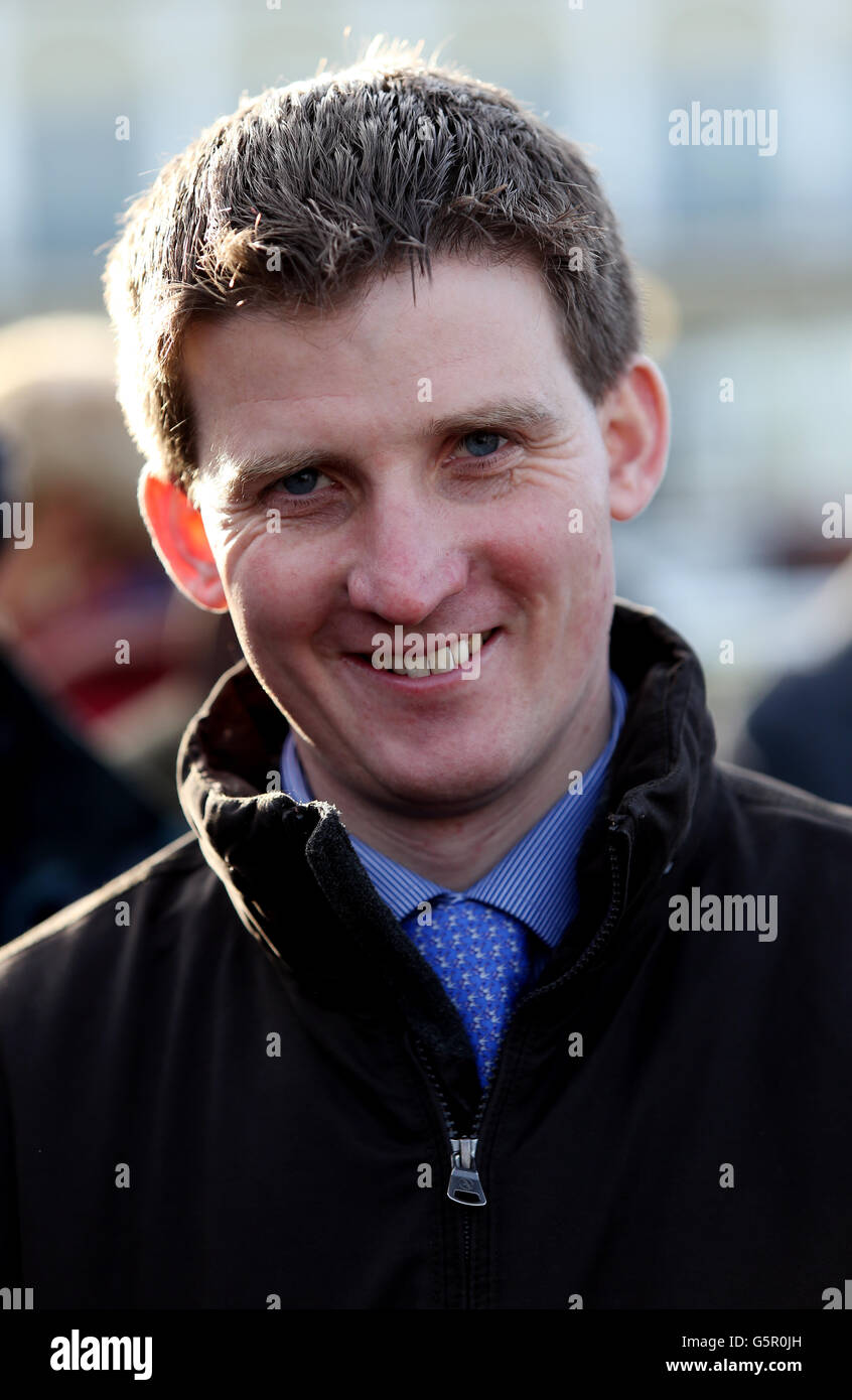 Horse Racing, Ludlow Racecourse. Trainer Neil Mulholland at Ludlow Stock Photo