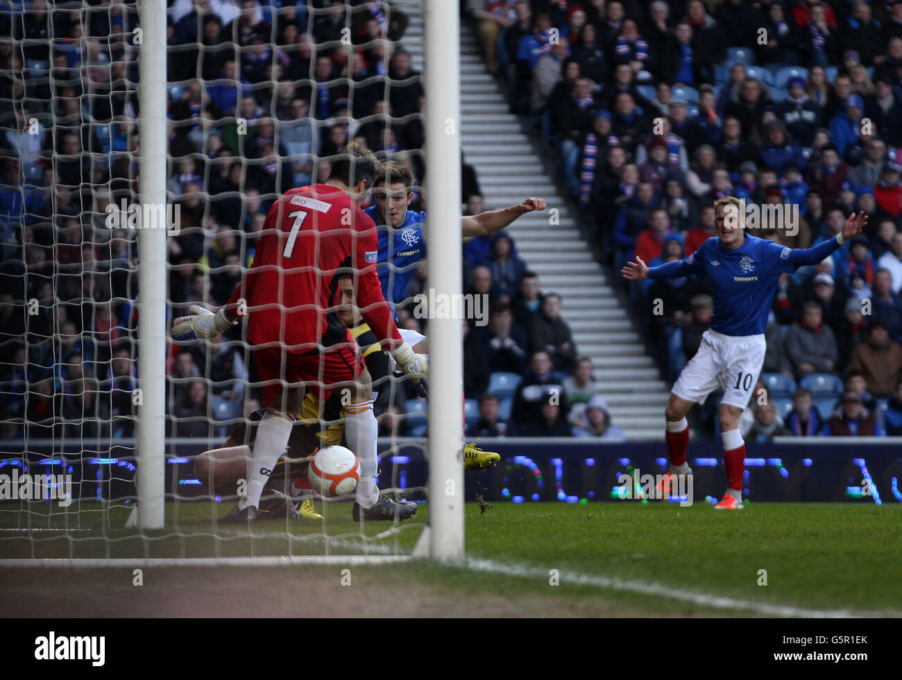 Rangers' Andrew Little scores during the Irn Bru Scottish Third ...