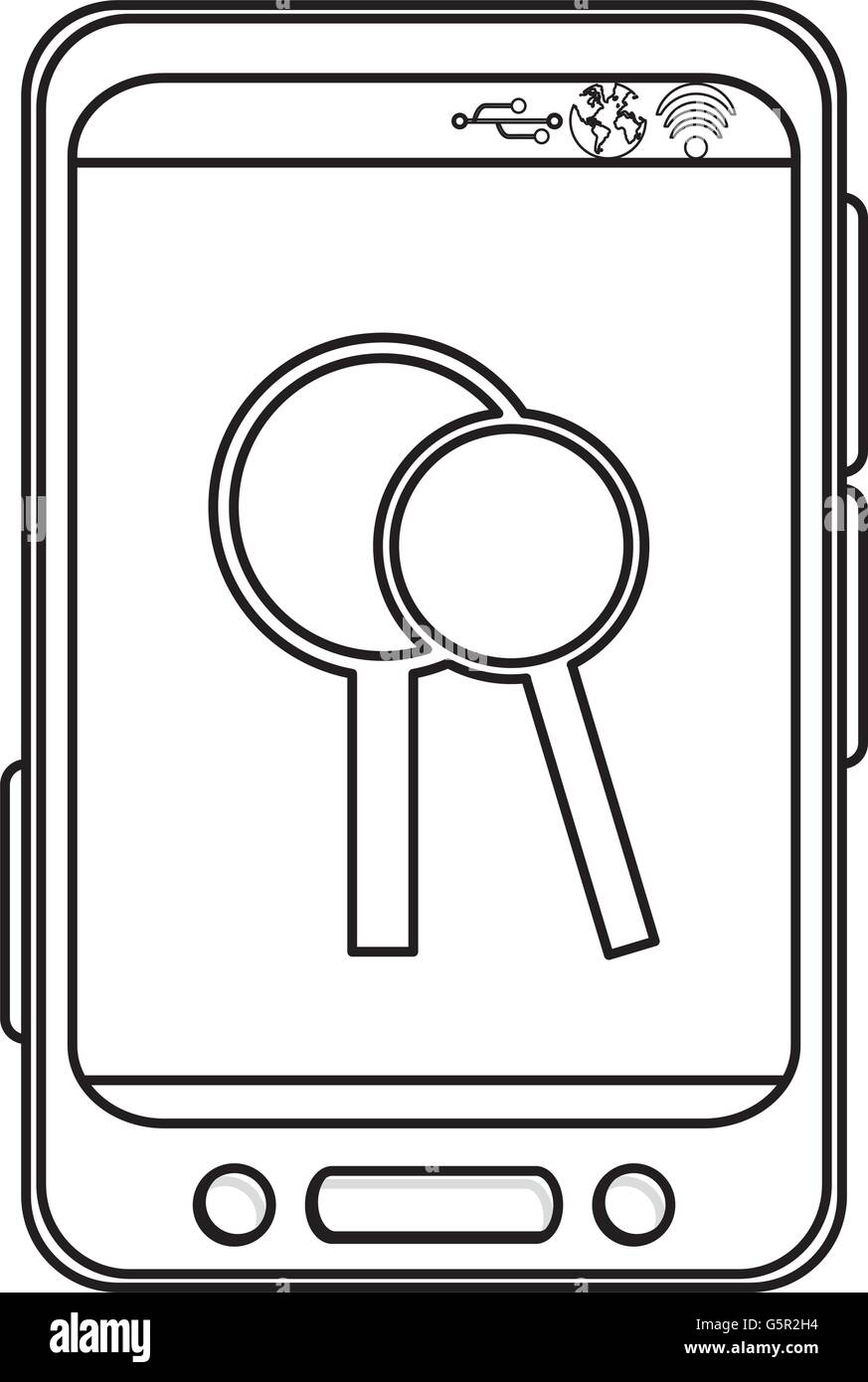 cellphone with magnifying glass on screen Stock Vector Image & Art - Alamy