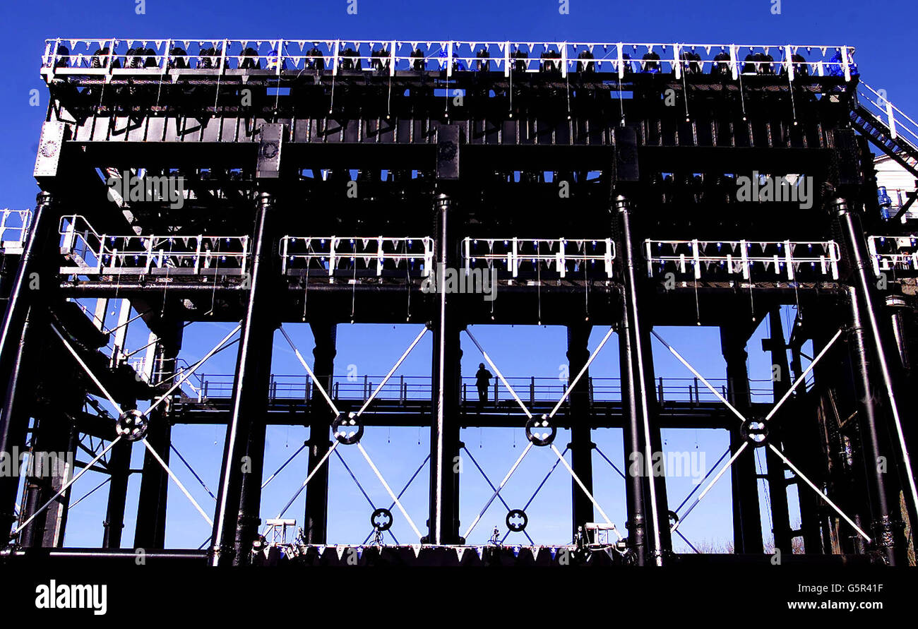 The newly restored Anderton Boat lift near Northwhich in Cheshire which
