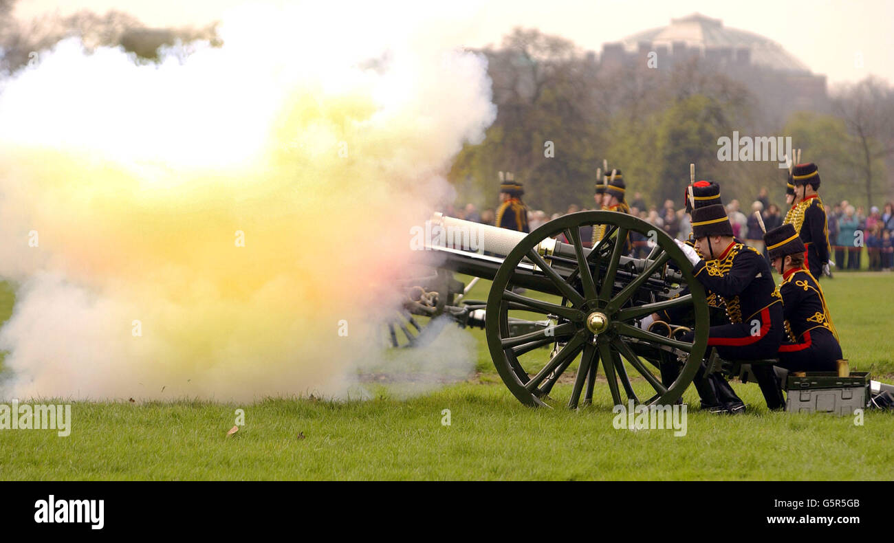 Members of the King's Troop of the Royal Horse Artillery fire a 41gun