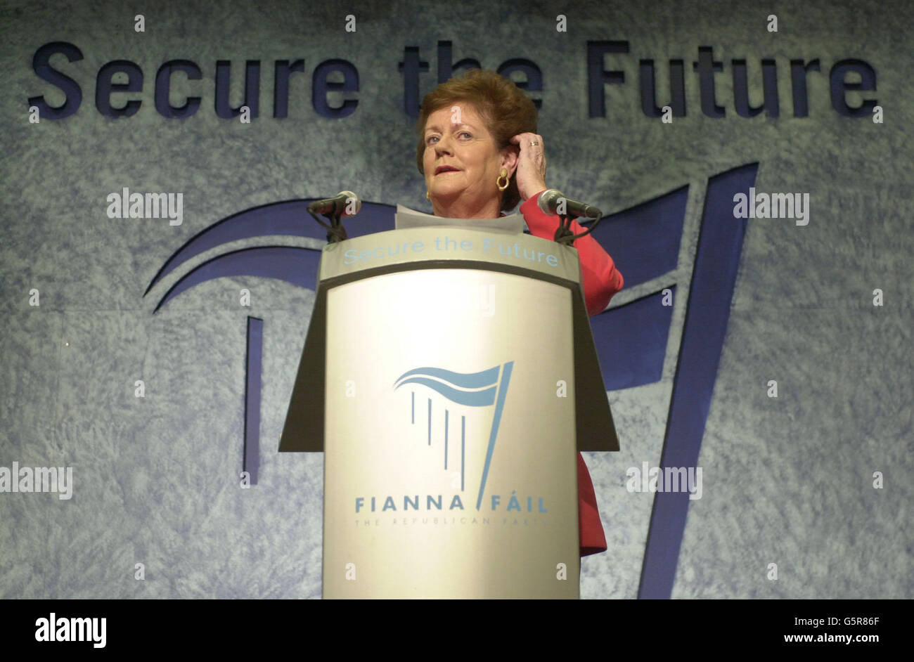 Mary O'Rourke T.D for Westmeath in the Republic of Ireland speaking at a workshop for Public Enterprise at the two-day annual conference for the Fianna Fail party at the Citywest Hotel and Conference Centre near Dublin. Stock Photo
