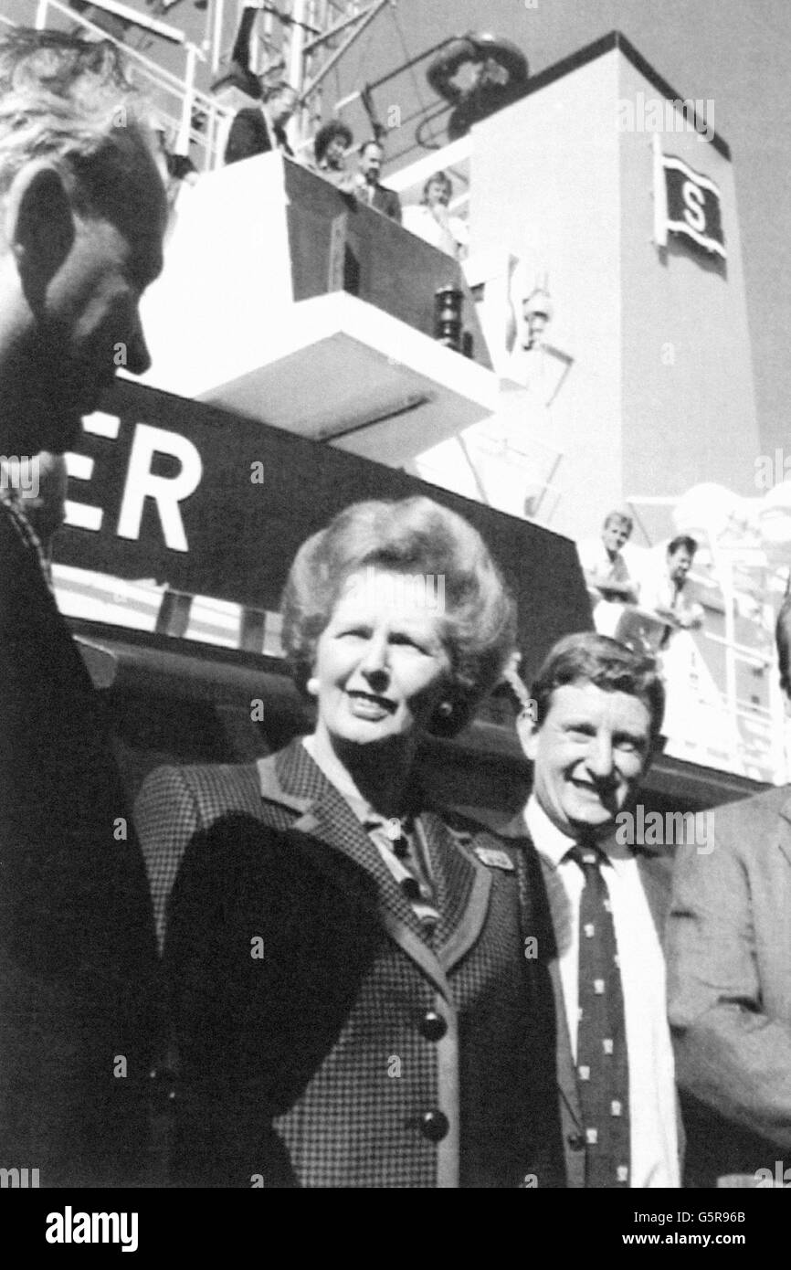 Politics - PM Margaret Thatcher - Old Royal Dockyard, Pembroke Stock Photo
