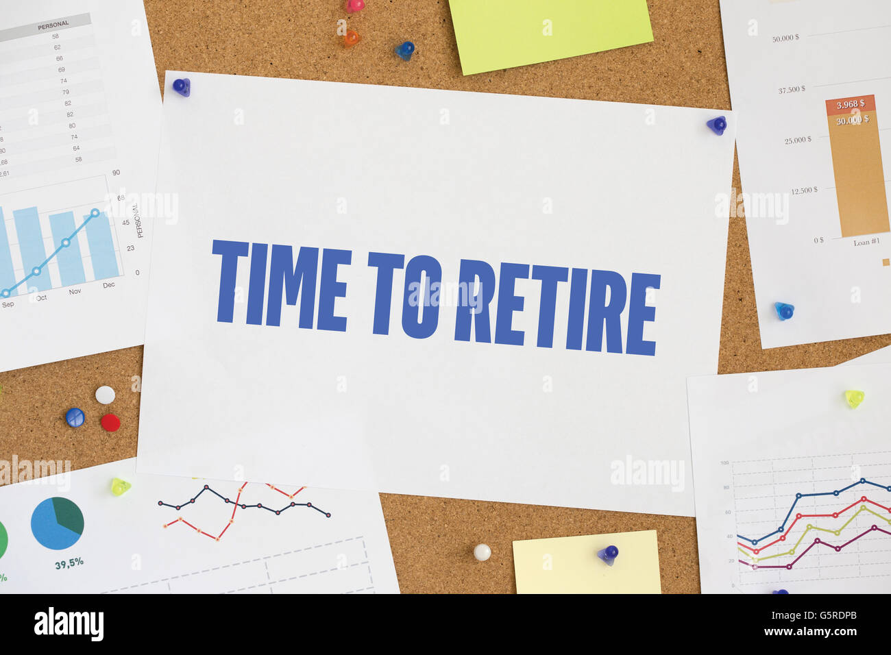 CHART BUSINESS GRAPH RESULT COMPANY TIME TO RETIRE CONCEPT Stock Photo