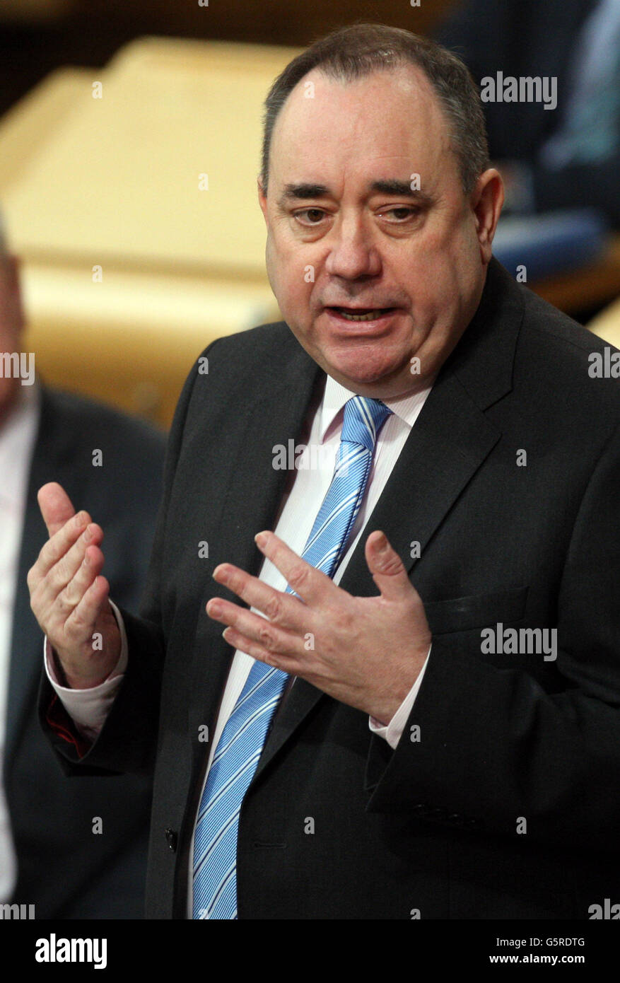 First Minister Alex Salmond during First Minister's Question Time at the Scottish Parliament in Edinburgh. Stock Photo