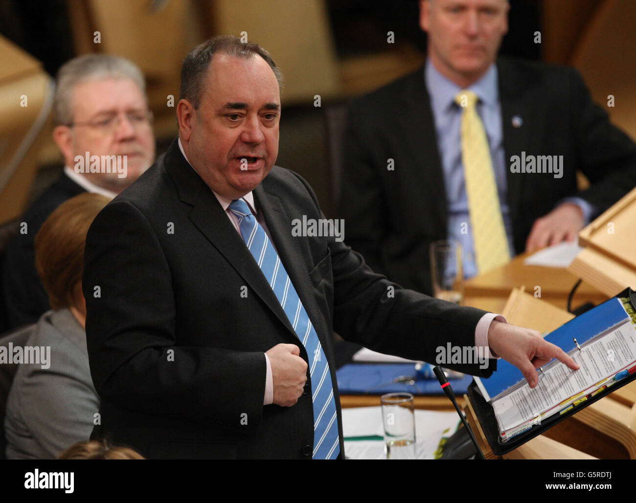 First Minister Alex Salmond during First Minister's Question Time at the Scottish Parliament in Edinburgh. Stock Photo