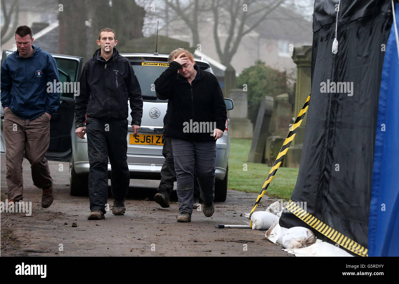 Forensic Anthropologist Sue Black at Old Monkland Cemetery in Coatbridge in Scotland where police finished an exhumation of a gravesite in the search for the remains of a schoolgirl Moira Anderson. Stock Photo