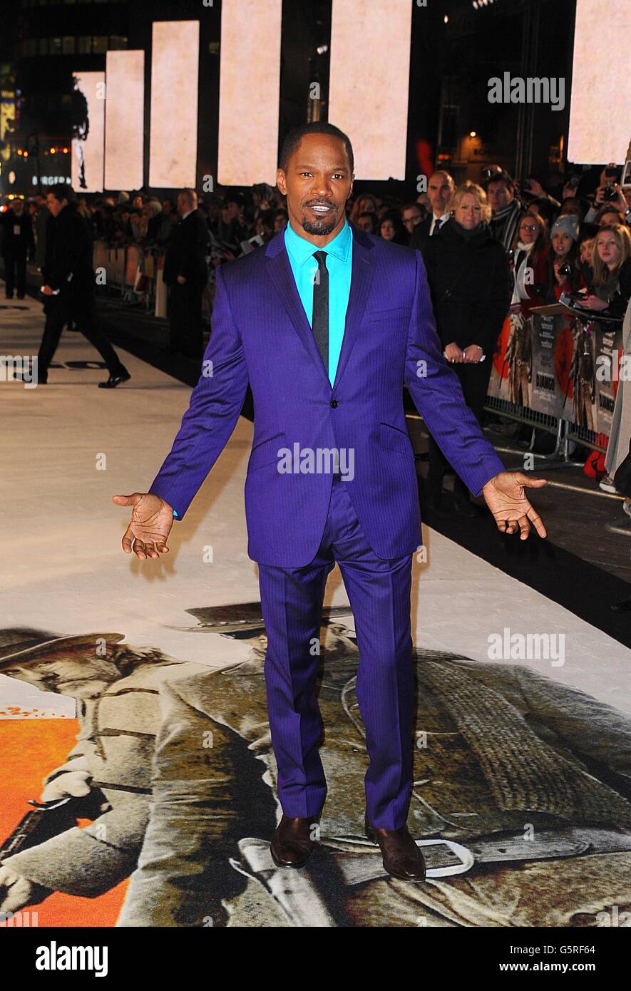 Jamie Foxx arriving for the premiere of Django Unchained at the Empire Leicester Square, London. Stock Photo