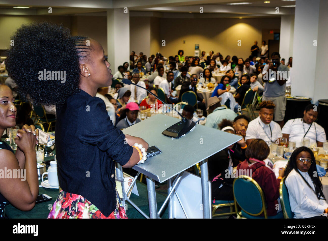 Miami Florida,Hyatt,hotel,lodging,National Preventing Crime in the Black Community Conference,Black teen teens teenager teenagers girl girls,youngster Stock Photo