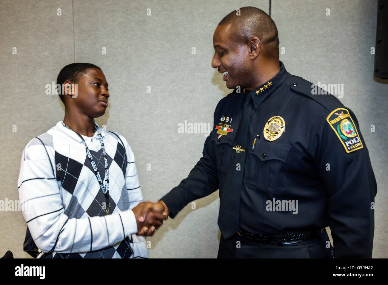 Miami Florida,Hyatt,hotel,lodging,National Preventing Crime in the Black Community Conference,Black student students teen teens teenager teenagers mal Stock Photo