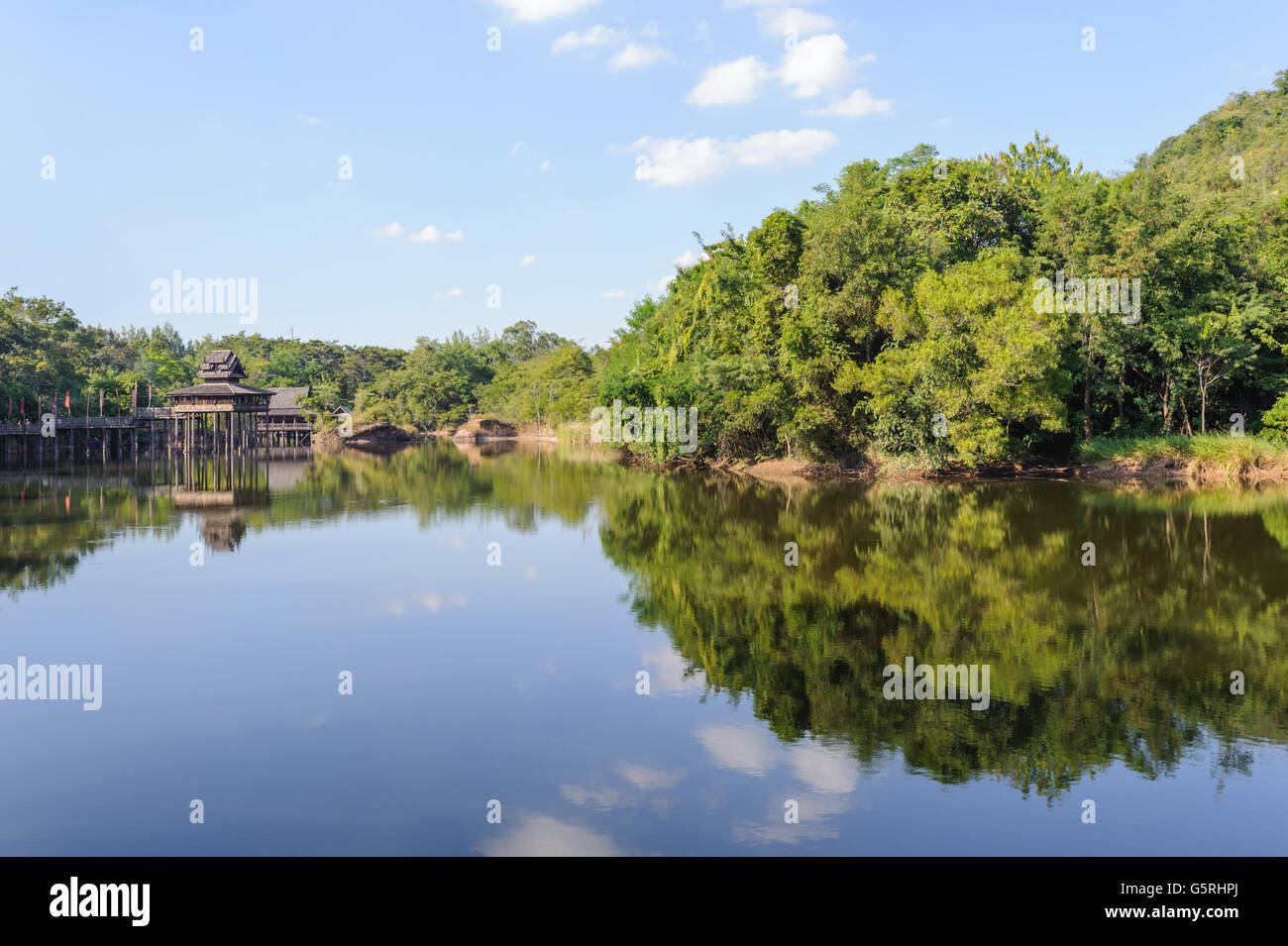 Reflection of water lake in Thailand Stock Photo