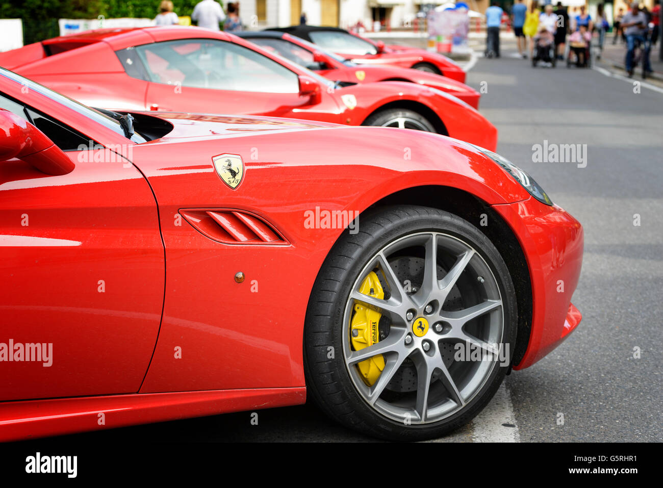 Fifth edition of the Maranello red night with Ferrari car on display in the streets of the country Stock Photo