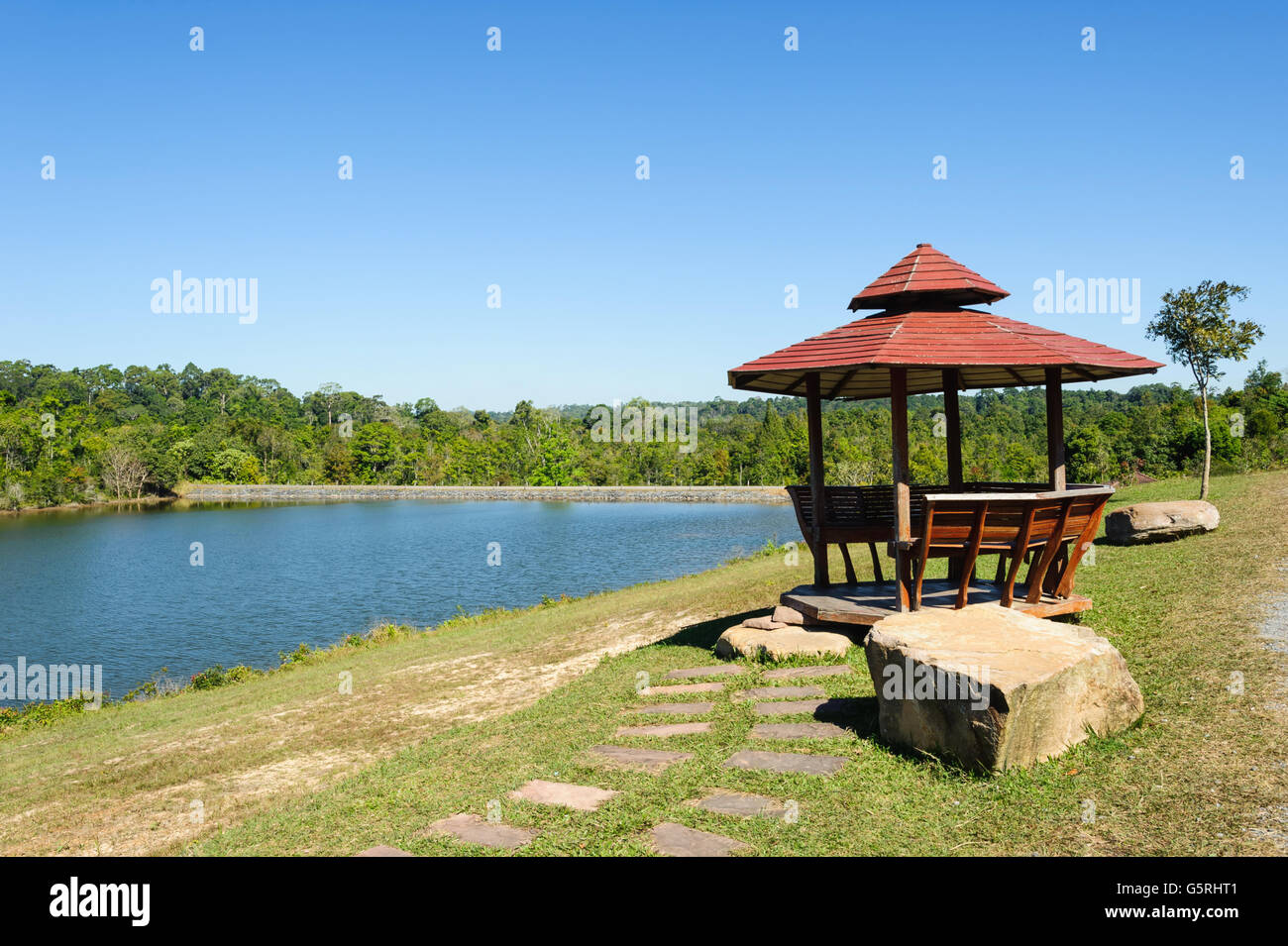 Pavilion reservoir mountain Khao Yai National Park in Nakhon Ratchasima,Thailand Stock Photo