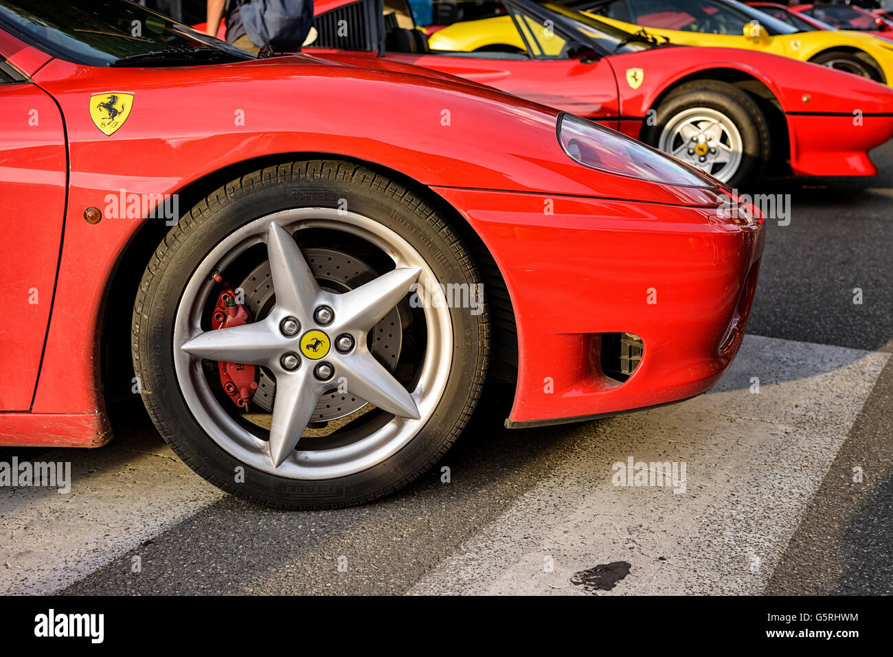 Fifth edition of the Maranello red night with Ferrari car on display in the streets of the country Stock Photo