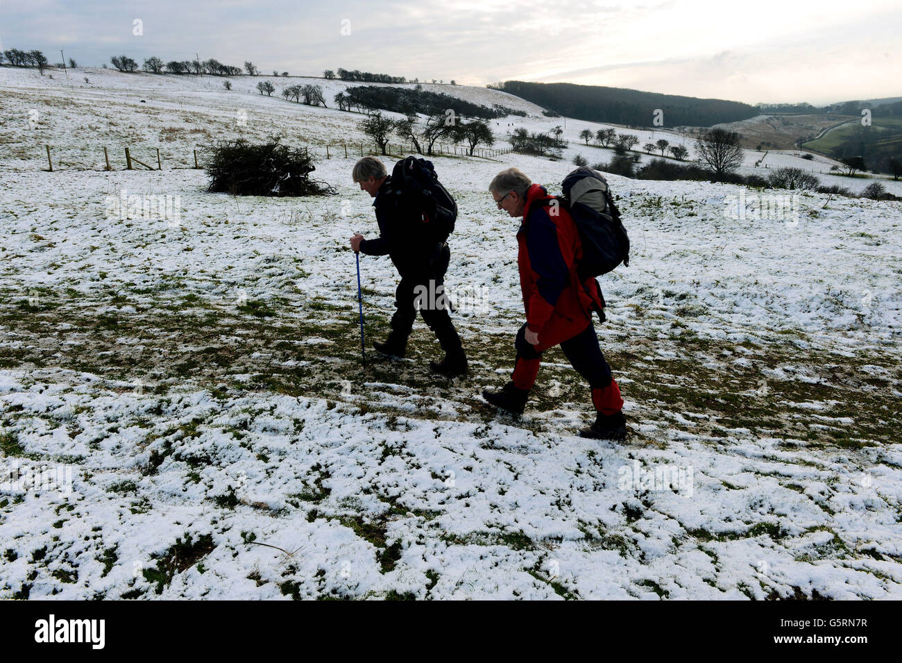 Snow on the high ground of the Yorkshire Wolds at Millington Pastures