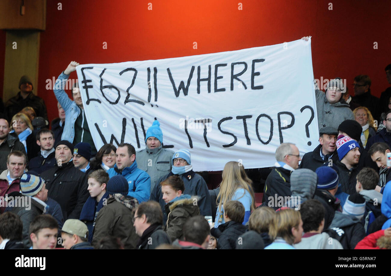 A banner in the stands at the emirates stadium hi-res stock photography ...