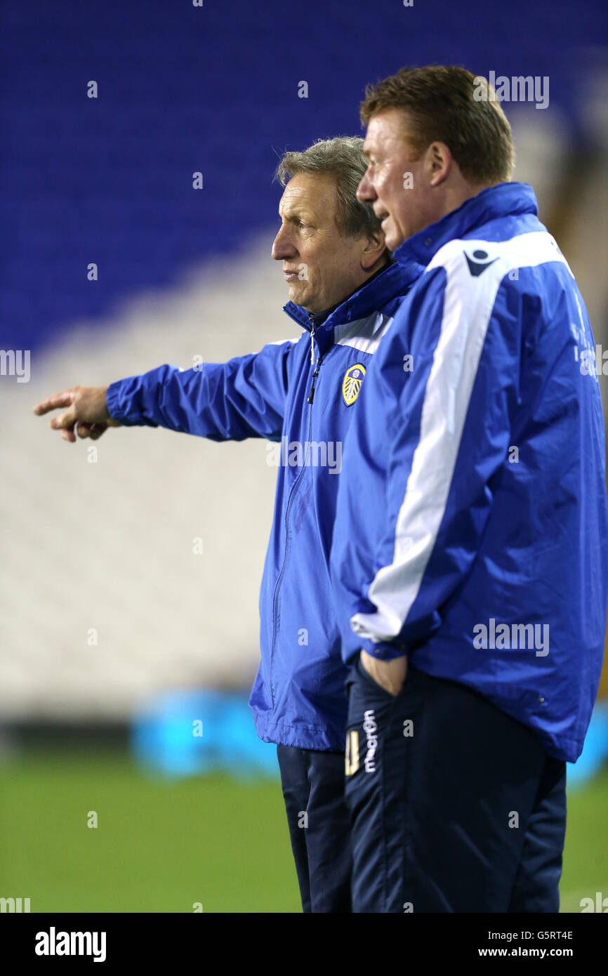 Leeds United manager Neil Warnock (left) and First Team coach Ronnie Jepson Stock Photo