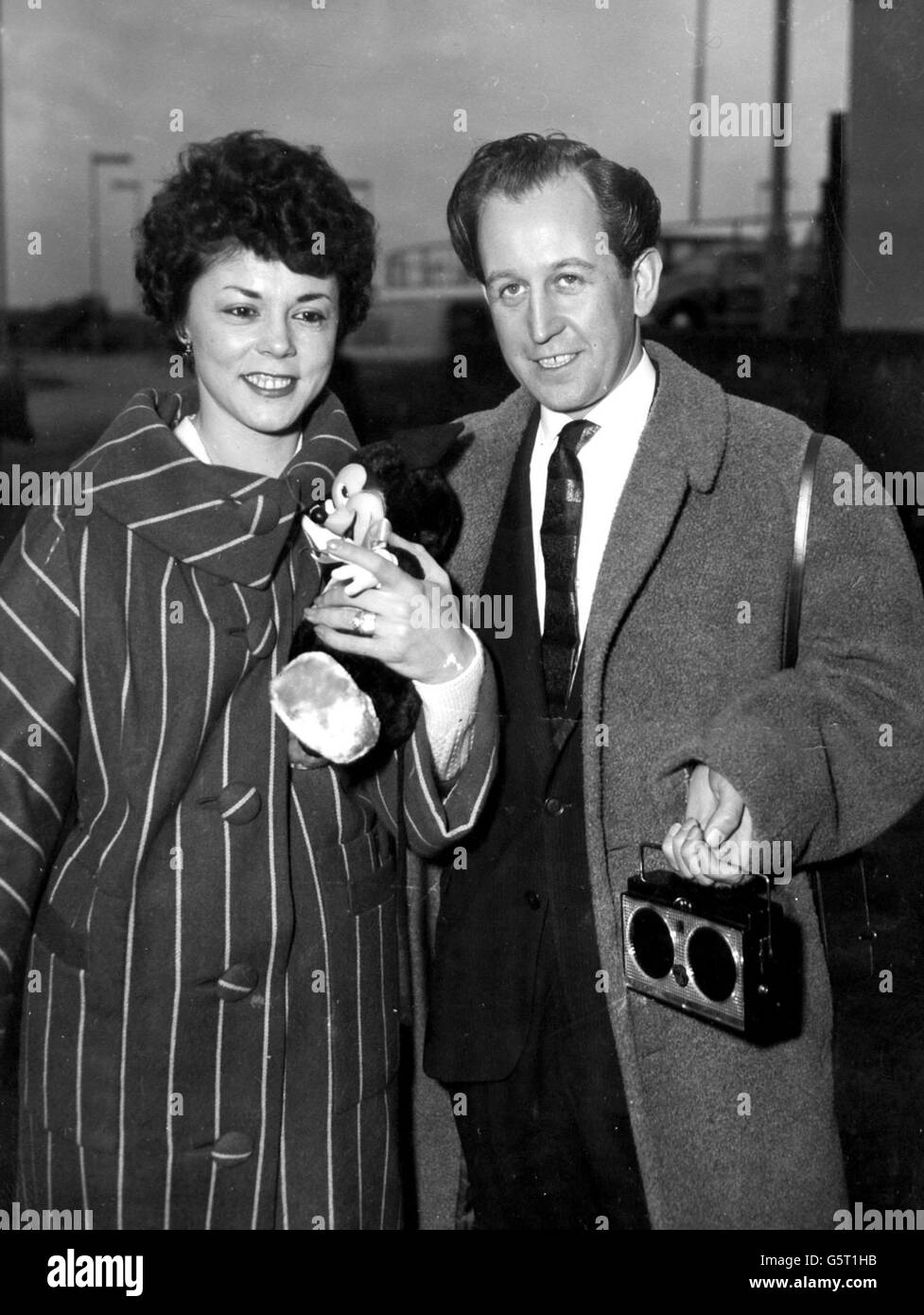 Paul Raymond and his wife Jean at London before they left for Paris. Stock Photo