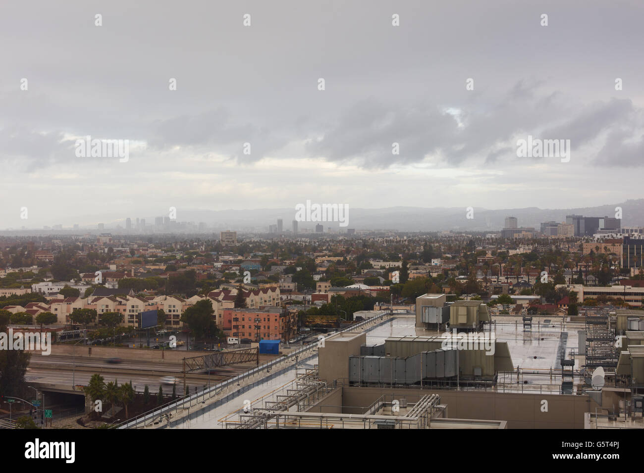 Rainy day with clouds over downtown Los Angeles skyline Stock Photo - Alamy
